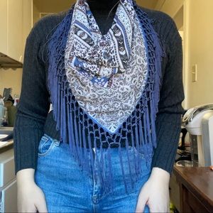 Boho Floral Mix Print Fringe Neck Scarf